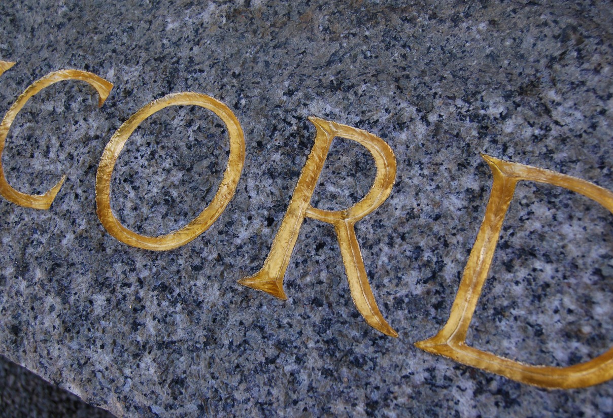 hand lettering on granite